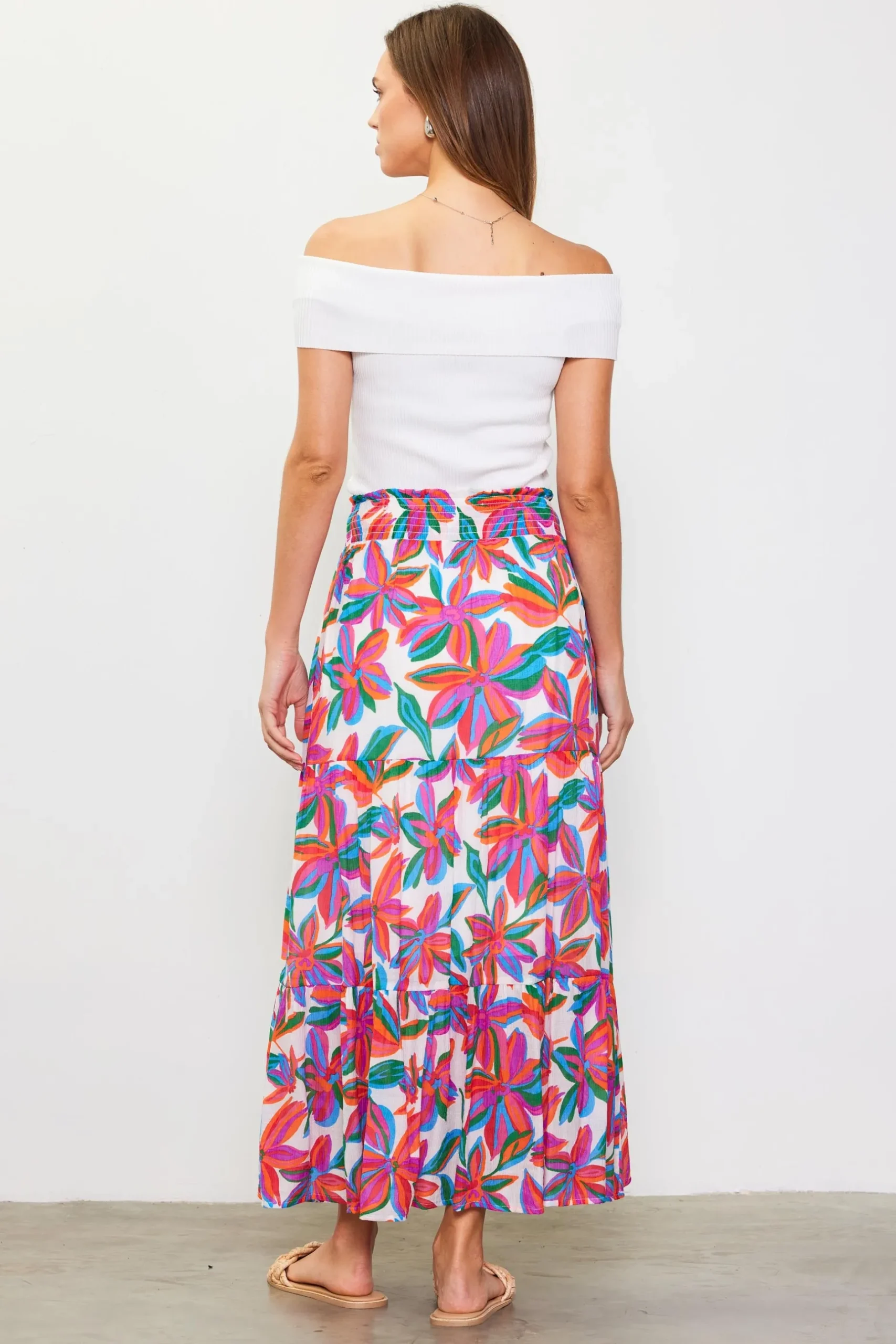 SKIES ARE BLUE Skirts*Juliette Floral Print Midi Skirt Redfloral