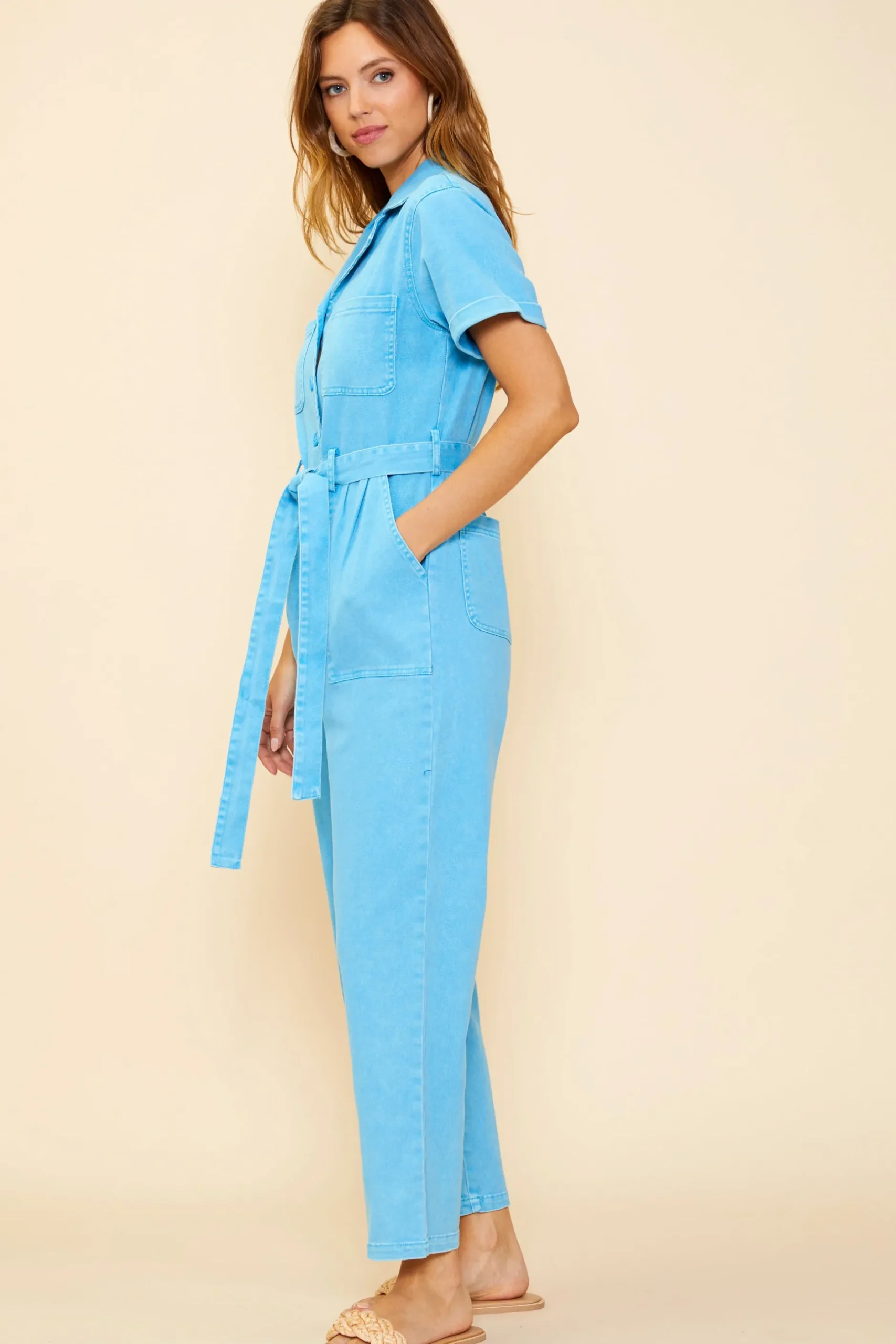 SKIES ARE BLUE Jumpsuits*Kendall Utility Jumpsuit Brightblue