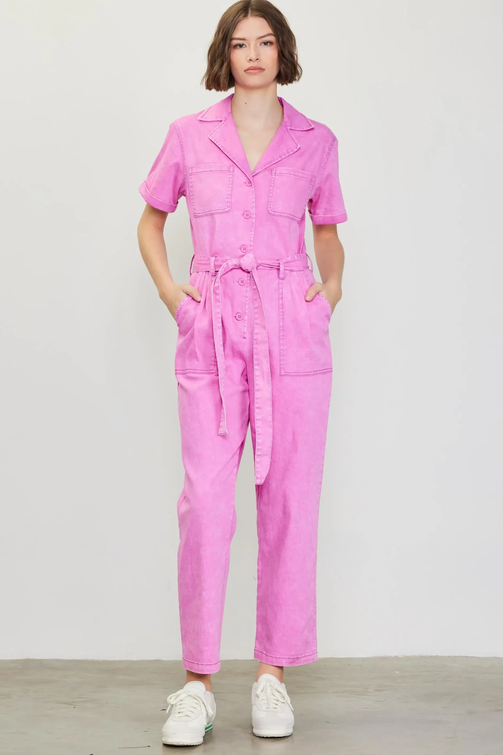 SKIES ARE BLUE Jumpsuits*Kendall Washed Utility Jumpsuit Roseviolet