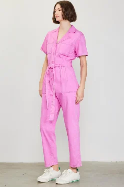 SKIES ARE BLUE Jumpsuits*Kendall Washed Utility Jumpsuit Roseviolet