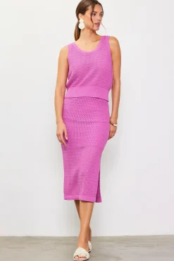 SKIES ARE BLUE Skirts*Knit Side Slit Skirt Roseviolet