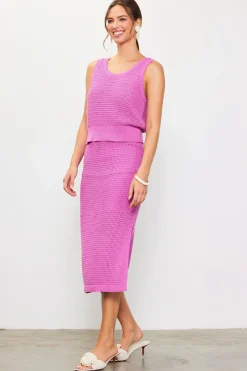SKIES ARE BLUE Skirts*Knit Side Slit Skirt Roseviolet