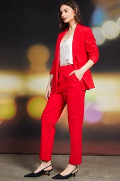 SKIES ARE BLUE Blazers*Knit Tailored Blazer Scarletred