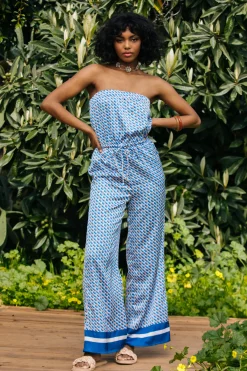 SKIES ARE BLUE Jumpsuits*Livia Bandana Print Jumpsuit Multi-blue-orange