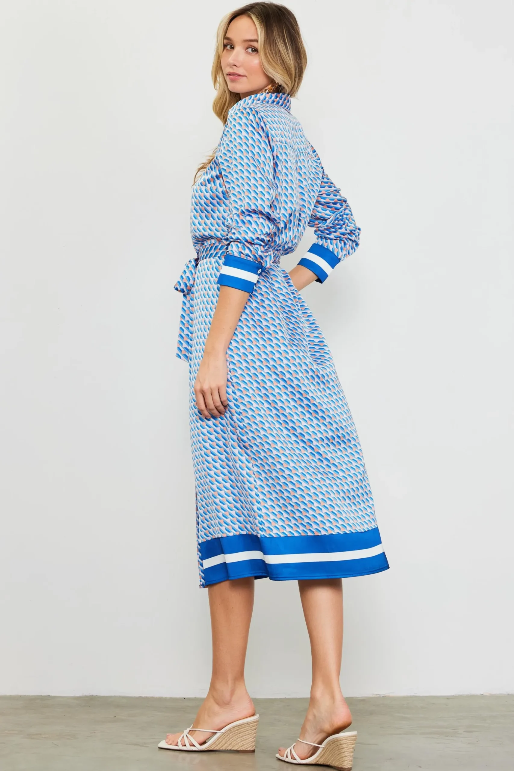 SKIES ARE BLUE Midi Dresses*Livia Bandana Print Shirt Dress Multi-blue-orange