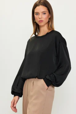 SKIES ARE BLUE Long Sleeve Tops*Longsleeve Bubble Top Black
