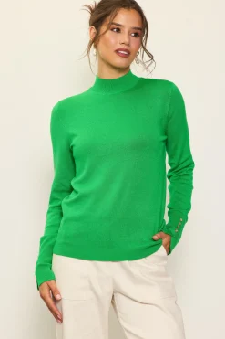 SKIES ARE BLUE Long Sleeve Tops|Sweaters*Longsleeve Mock Neck Sweater Spearmint