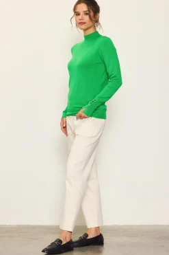 SKIES ARE BLUE Long Sleeve Tops|Sweaters*Longsleeve Mock Neck Sweater Spearmint