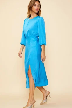 SKIES ARE BLUE Midi Dresses*Mariela Front Slit Midi Dress Azureblue
