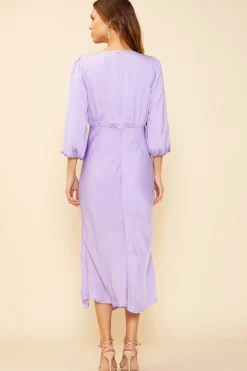 SKIES ARE BLUE Midi Dresses*Mariela Front Slit Midi Dress Lilac