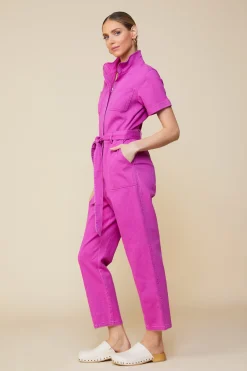 SKIES ARE BLUE Jumpsuits*Millie Utility Zip Jumpsuit Darkmagenta
