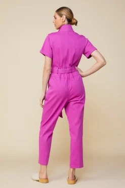 SKIES ARE BLUE Jumpsuits*Millie Utility Zip Jumpsuit Darkmagenta