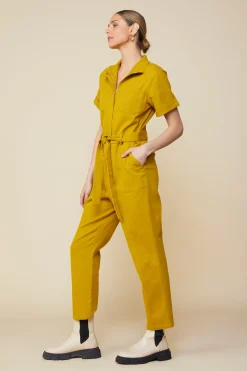 SKIES ARE BLUE Jumpsuits*Millie Utility Zip Jumpsuit Goldengreen