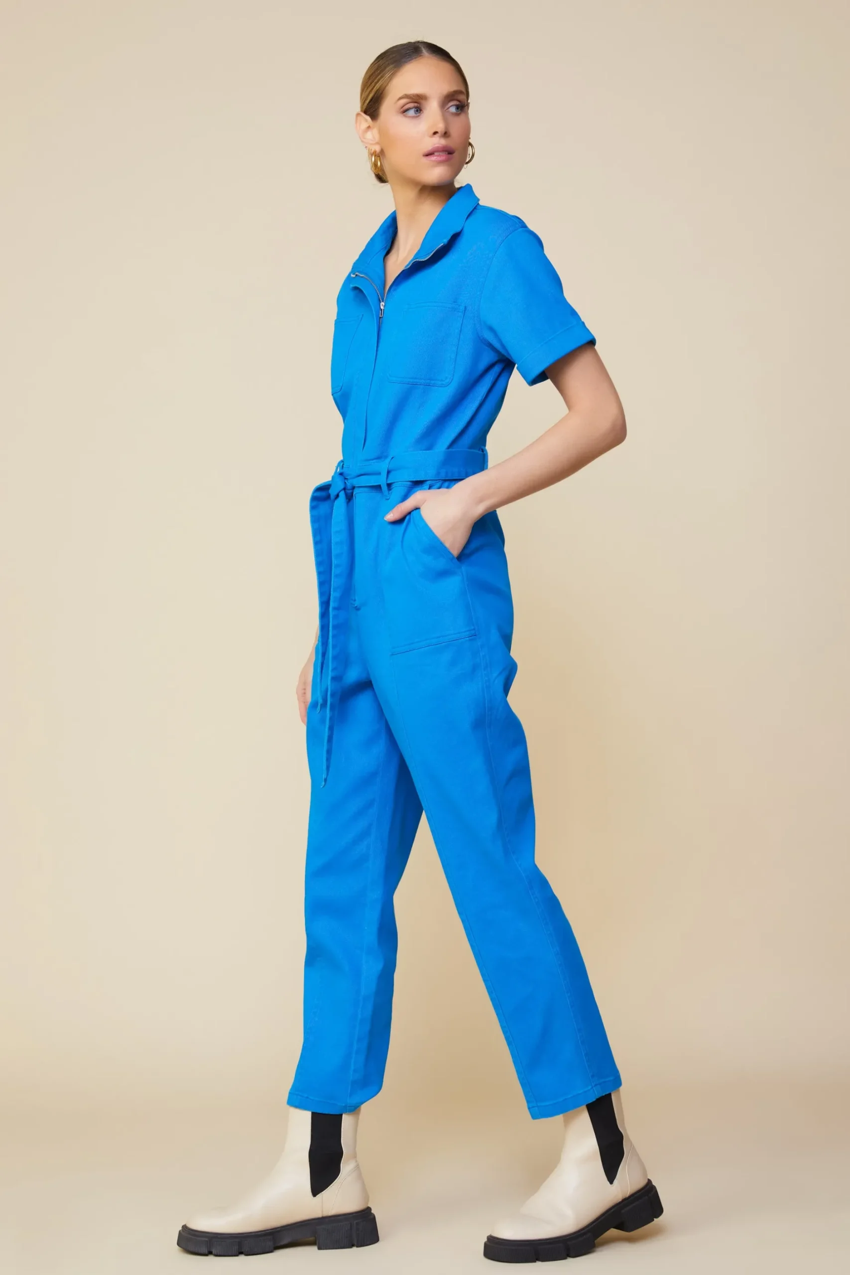 SKIES ARE BLUE Jumpsuits*Millie Utility Zip Jumpsuit Cobaltblue