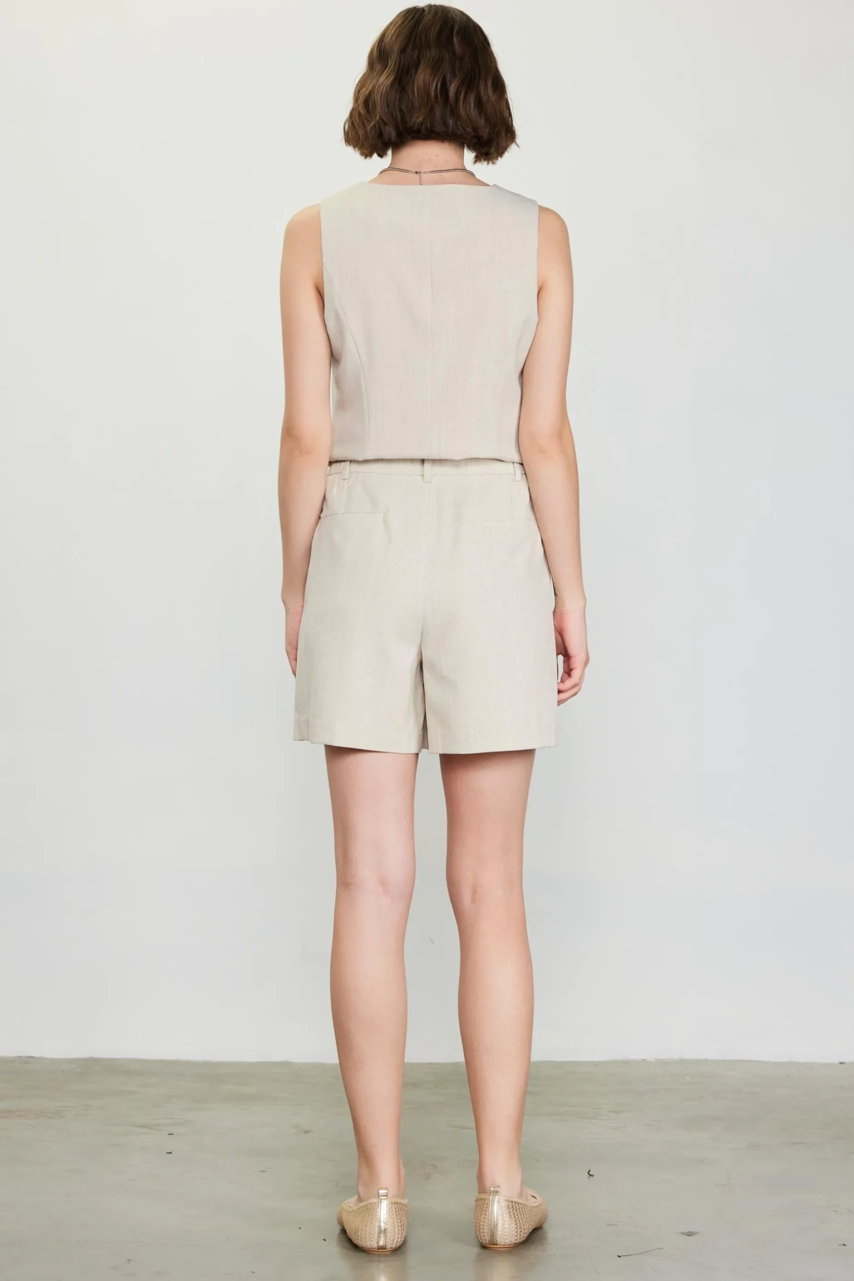 SKIES ARE BLUE Shorts*Mélange Pleated Shorts Beige