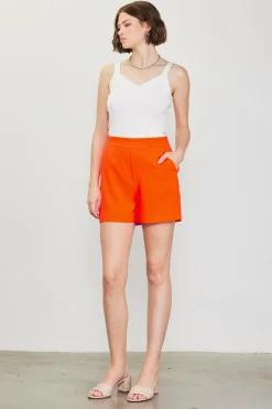 SKIES ARE BLUE Shorts*Neon Structured Shorts Neonorange