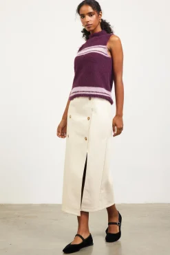 SKIES ARE BLUE Sleeveless Tops|Sweaters*Nora Mock Neck Sweater Vest Plum-pink