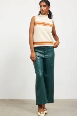 SKIES ARE BLUE Sleeveless Tops|Sweaters*Nora Mock Neck Sweater Vest Cream-camel