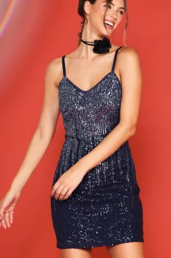 SKIES ARE BLUE Mini Dresses*Ombre Sequin Mini Dress Navy