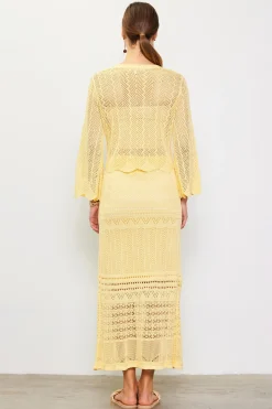 SKIES ARE BLUE Skirts*Open Knit Midi Skirt Banana