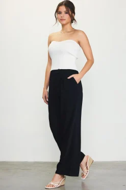 SKIES ARE BLUE Pants*Pintuck Wide Leg Trousers Black
