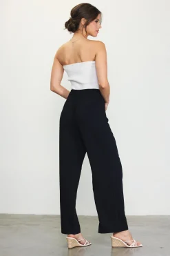 SKIES ARE BLUE Pants*Pintuck Wide Leg Trousers Black
