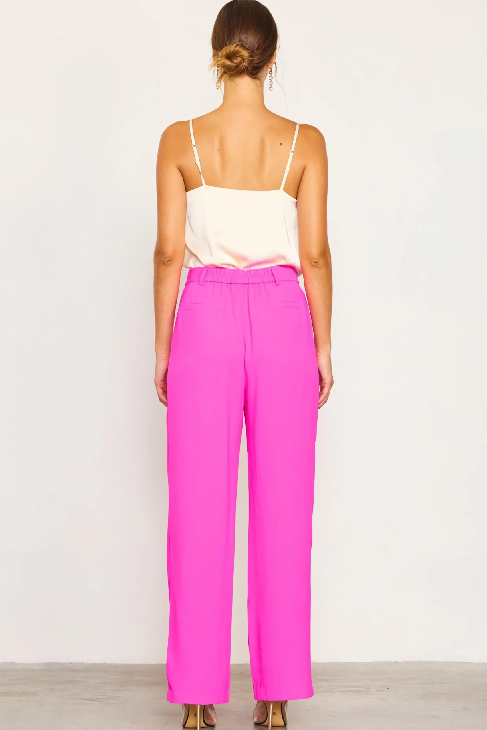 SKIES ARE BLUE Pants*Pintuck Wide Leg Trousers Ultrapink