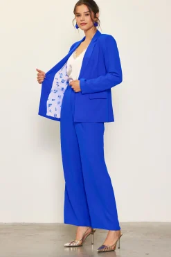 SKIES ARE BLUE Pants*Pintuck Wide Leg Trousers Neonblue