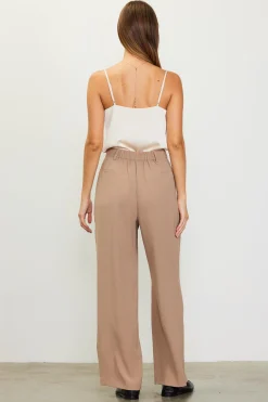 SKIES ARE BLUE Pants*Pintuck Wide Leg Trousers Tan