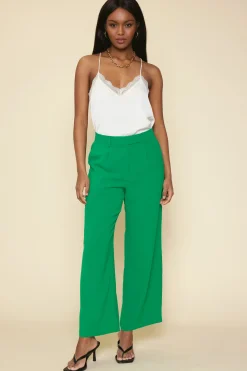 SKIES ARE BLUE Pants*Pintuck Wide Leg Trousers Kelly-green