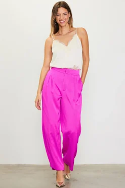 SKIES ARE BLUE Pants*Pleat Wide Leg Trousers Magenta