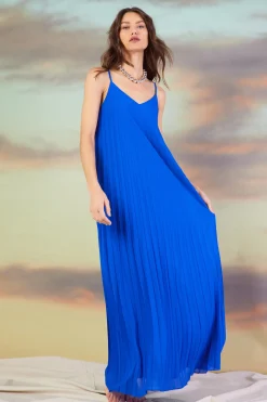 SKIES ARE BLUE Maxi Dresses*Pleated Maxi Dress Neonblue