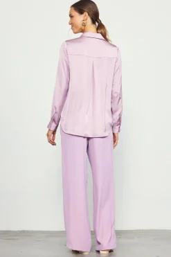 SKIES ARE BLUE Blouses|Long Sleeve Tops*Recycled Button Down Top Dustylilac