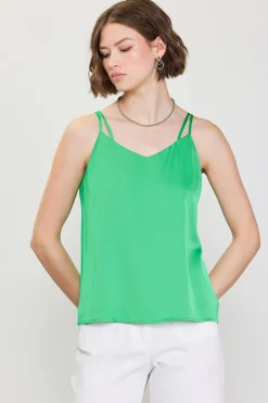 SKIES ARE BLUE Sleeveless Tops*Recycled Double Strap Cami Freshgreen