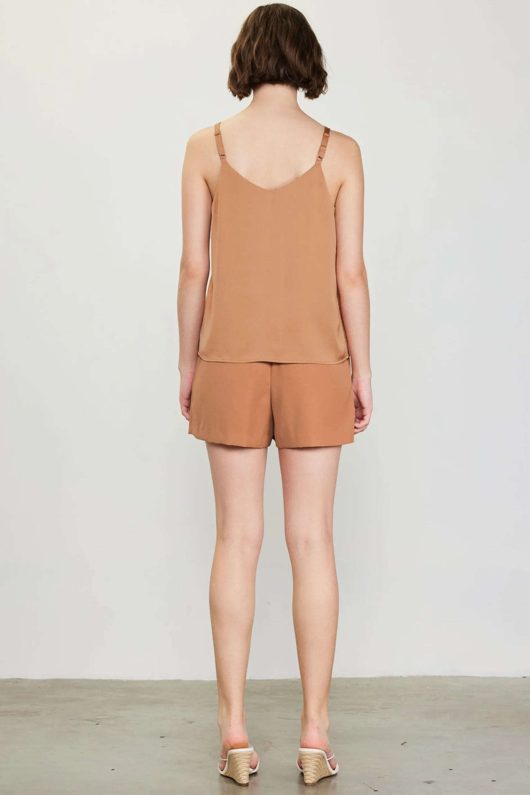 SKIES ARE BLUE Sleeveless Tops*Recycled Double Strap Cami Hazelnut