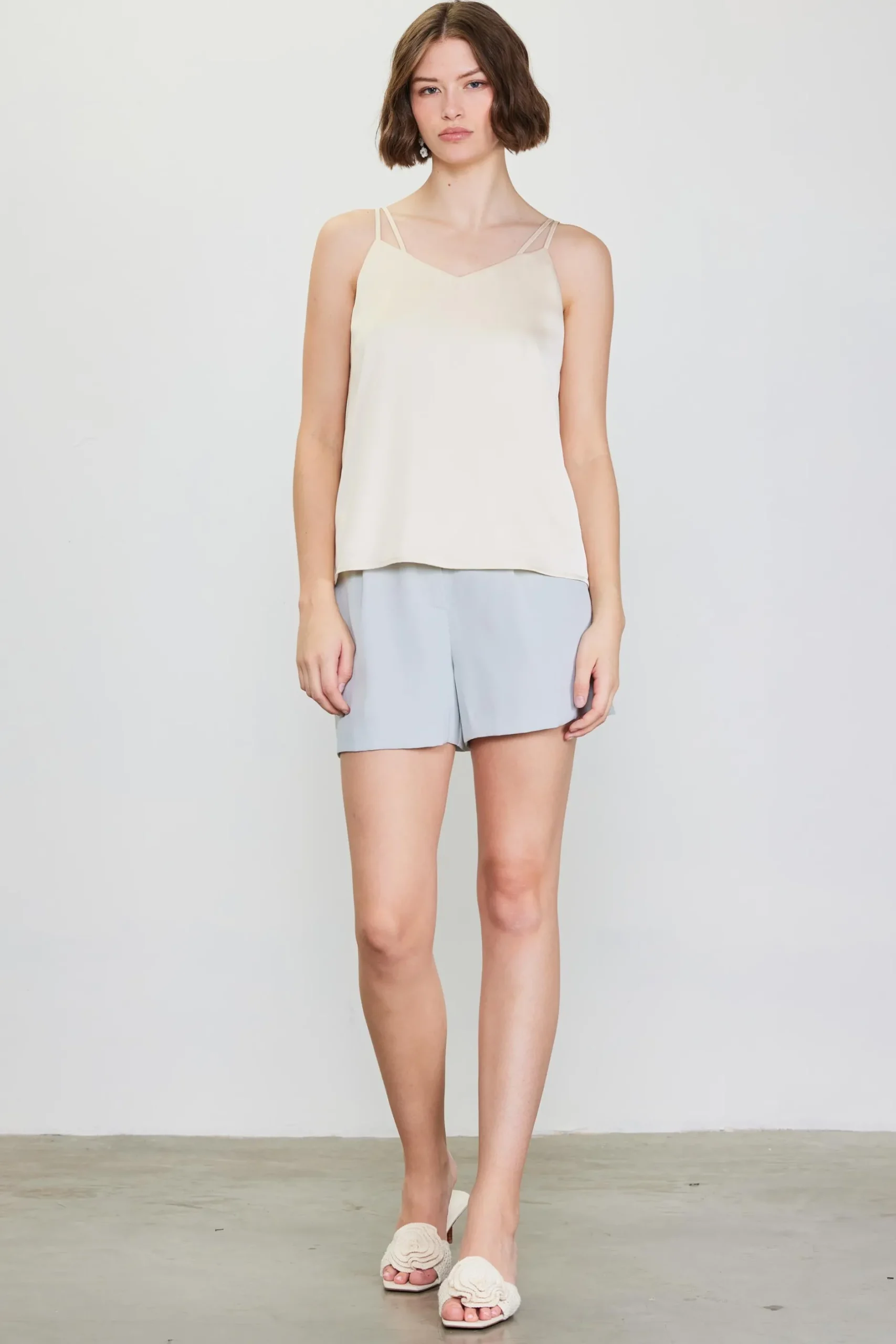 SKIES ARE BLUE Sleeveless Tops*Recycled Double Strap Cami Shell