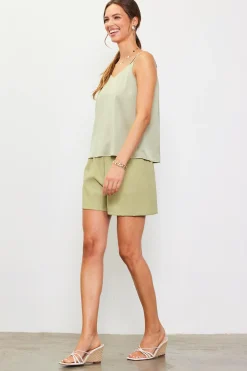 SKIES ARE BLUE Sleeveless Tops*Recycled Double Strap Cami Sage