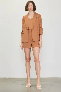SKIES ARE BLUE Blazers*Recycled Shirred Sleeve Blazer Hazelnut