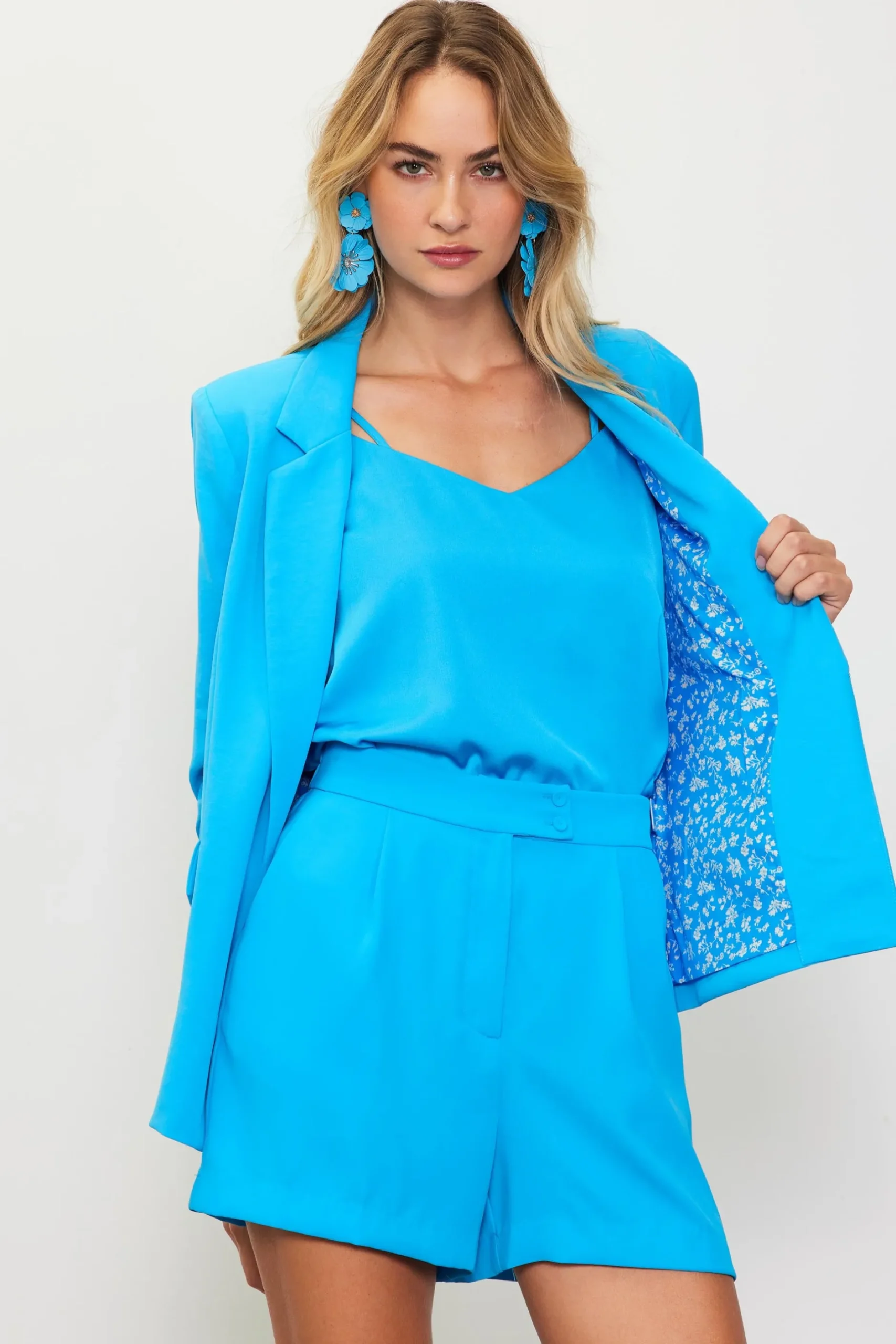 SKIES ARE BLUE Blazers*Recycled Shirred Sleeve Blazer Vividblue