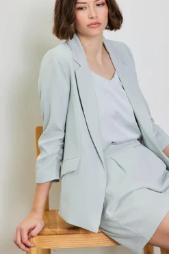 SKIES ARE BLUE Blazers*Recycled Shirred Sleeve Blazer Dovegrey