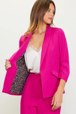 SKIES ARE BLUE Blazers*Recycled Shirred Sleeve Blazer Berrypink