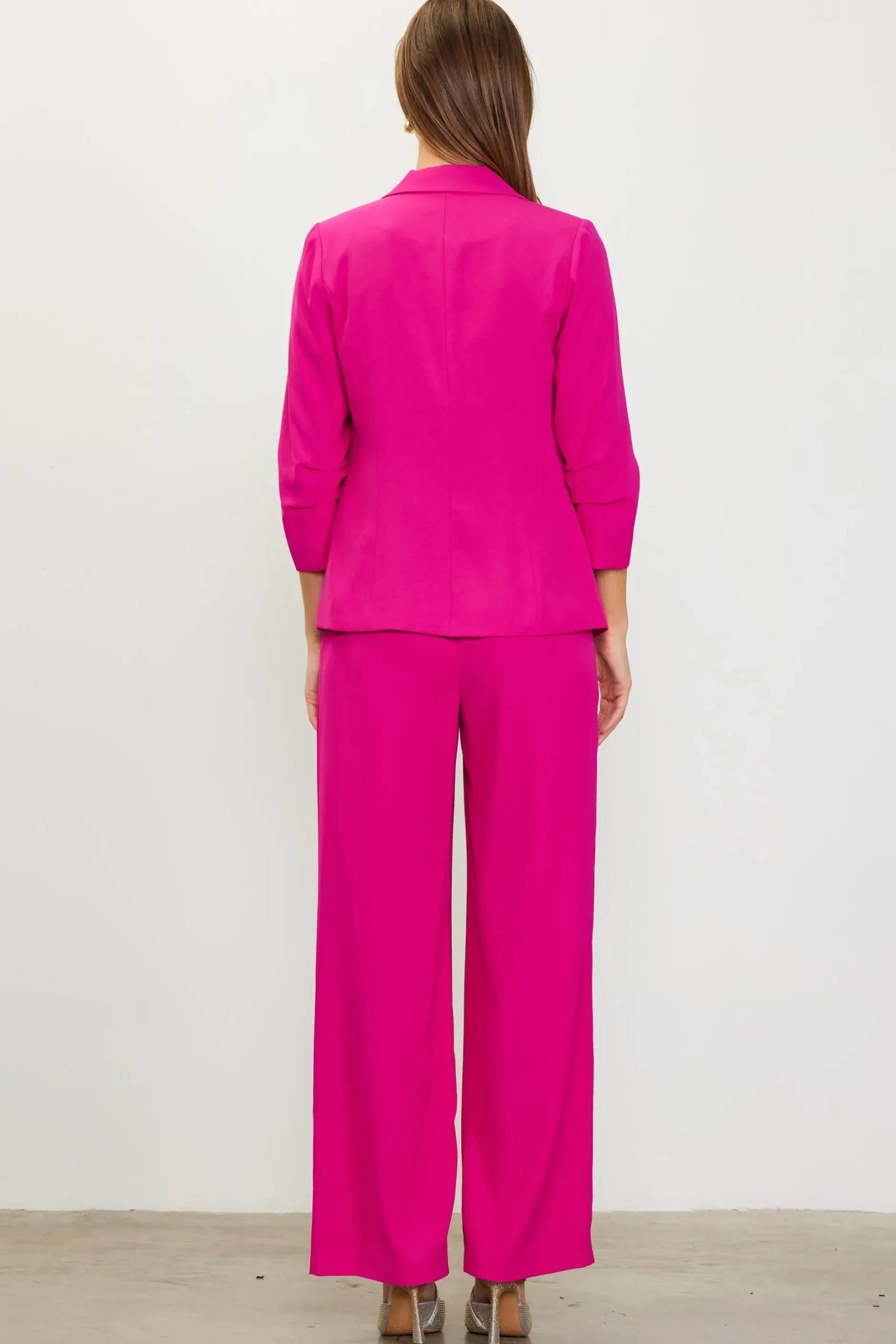 SKIES ARE BLUE Blazers*Recycled Shirred Sleeve Blazer Berrypink