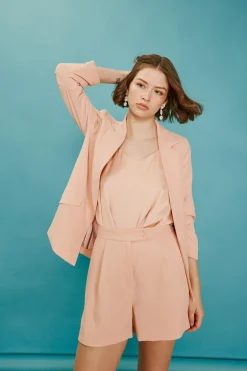 SKIES ARE BLUE Blazers*Recycled Shirred Sleeve Blazer Rosecloud