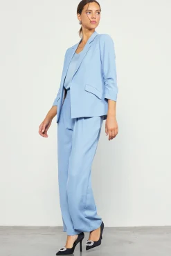 SKIES ARE BLUE Blazers*Recycled Shirred Sleeve Blazer Dustyblue