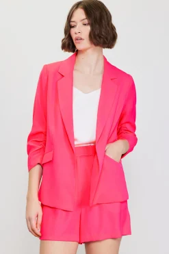 SKIES ARE BLUE Blazers*Recycled Shirred Sleeve Blazer Neonpink