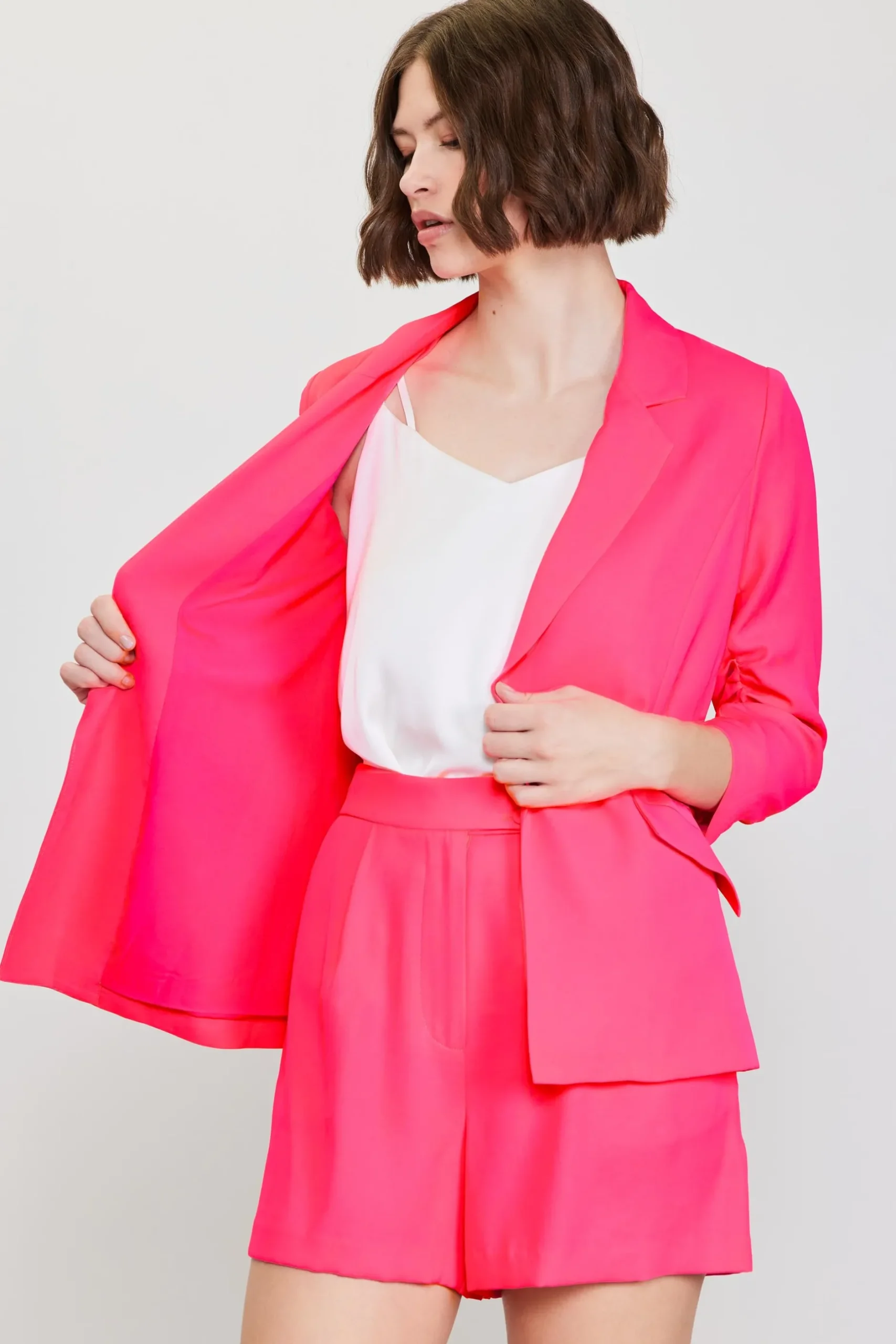SKIES ARE BLUE Blazers*Recycled Shirred Sleeve Blazer Neonpink