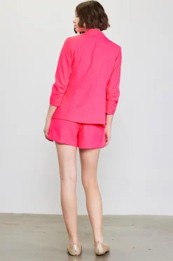 SKIES ARE BLUE Blazers*Recycled Shirred Sleeve Blazer Neonpink