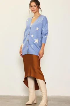 SKIES ARE BLUE Outerwear|Sweaters*Recycled Star Motif Sweater Cardigan Blue