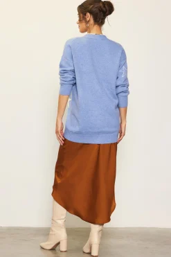 SKIES ARE BLUE Outerwear|Sweaters*Recycled Star Motif Sweater Cardigan Blue