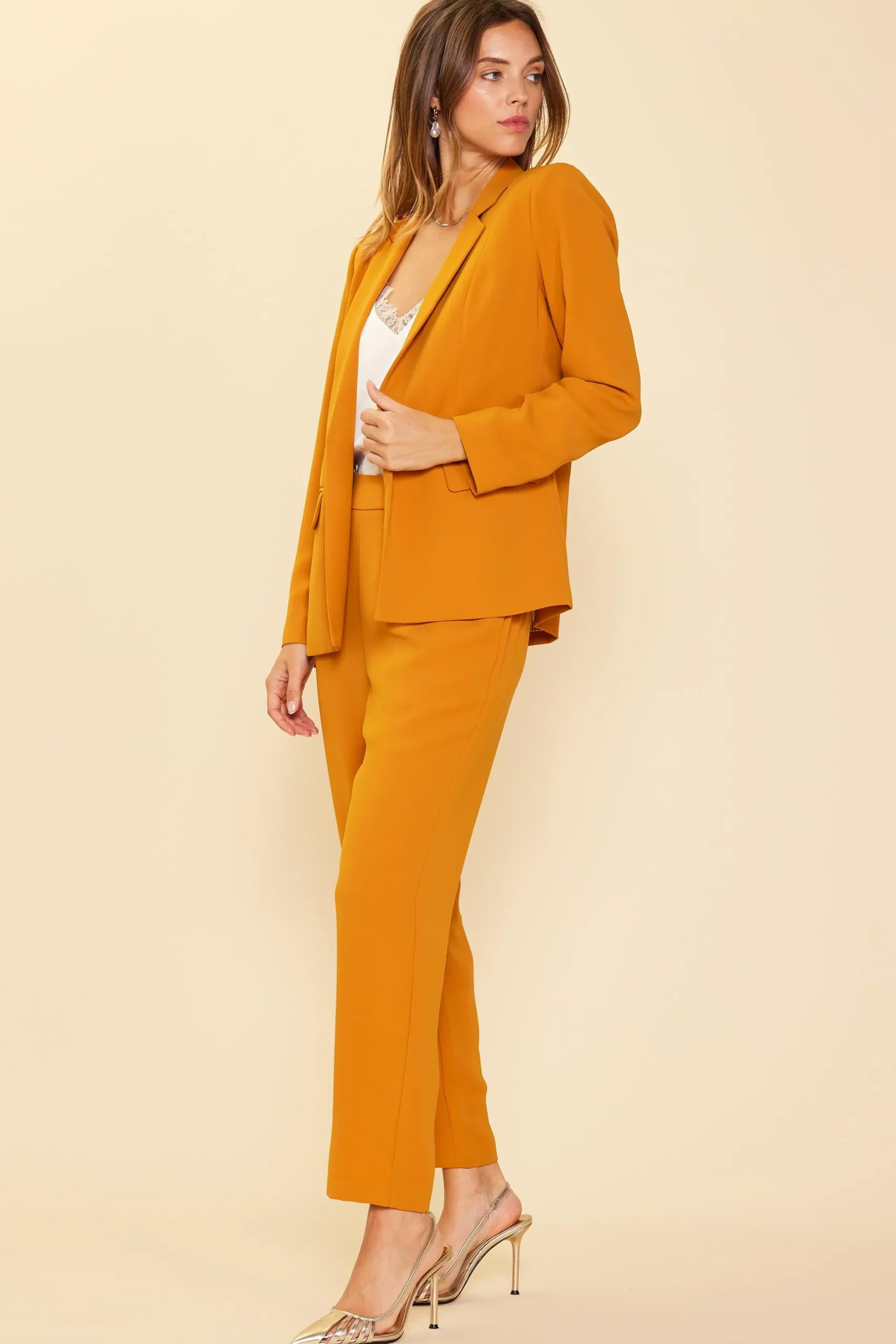 SKIES ARE BLUE Blazers*Recycled Structured Blazer Goldenmustard